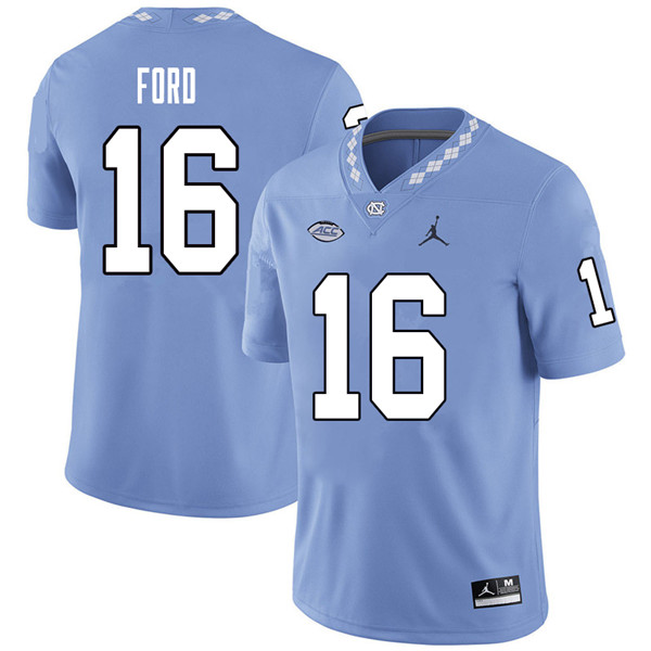 Jordan Brand Men #16 D.J. Ford North Carolina Tar Heels College Football Jerseys Sale-Carolina Blue